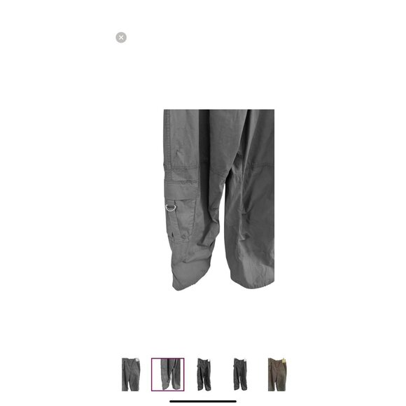 Rachel Paige L Utility Cargo Pants Gray Lightweight Back Elastic Waist D-Rings - Picture 12 of 14